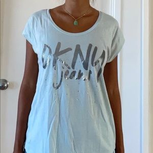 DKNY Jeans baby blue top. Size Large.